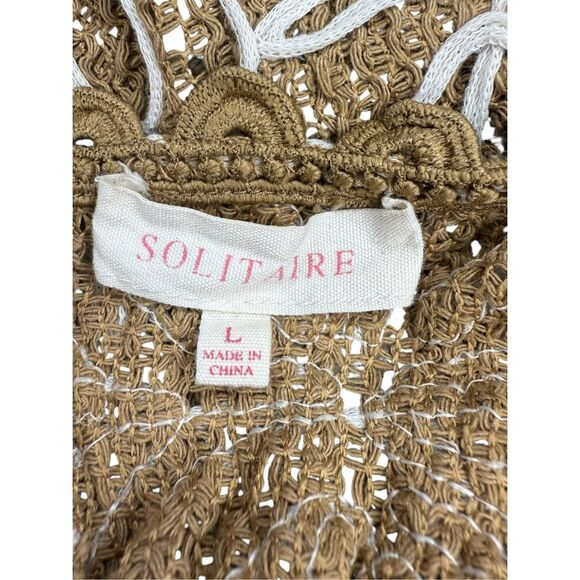 Solitaire Women’s Large Sleeveless Embroidered Top Crochet Scalloped Edge Boho - Picture 5 of 6